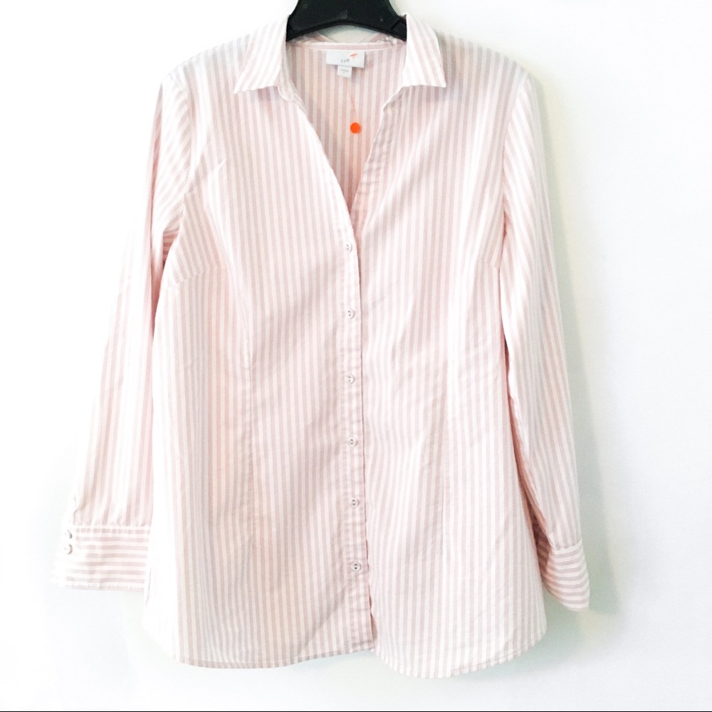 J.jill vertical strip button up blouse
